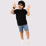 Áo Thun Trẻ Em 100% Cotton Cao Cấp Thoáng Mát - Cổ Tròn Màu Đen