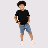 Áo Thun Trẻ Em 100% Cotton Cao Cấp Thoáng Mát - Cổ Tròn Màu Đen