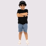 Áo Thun Trẻ Em 100% Cotton Cao Cấp Thoáng Mát - Cổ Tròn Màu Đen