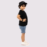 Áo Thun Trẻ Em 100% Cotton Cao Cấp Thoáng Mát - Cổ Tròn Màu Đen