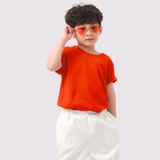 Áo Thun Trẻ Em 100% Cotton Cao Cấp Thoáng Mát - Cổ Tròn Màu Cam