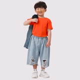 Áo Thun Trẻ Em 100% Cotton Cao Cấp Thoáng Mát - Cổ Tròn Màu Cam