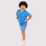 Áo Thun Trẻ Em 100% Cotton Cao Cấp Thoáng Mát - Cổ Tròn Màu Xanh Yamaha