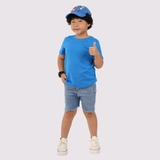 Áo Thun Trẻ Em 100% Cotton Cao Cấp Thoáng Mát - Cổ Tròn Màu Xanh Yamaha