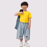 Áo Thun Trẻ Em 100% Cotton Cao Cấp Thoáng Mát - Cổ Tròn Màu Vàng