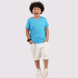 Áo Thun Trẻ Em 100% Cotton Cao Cấp Thoáng Mát - Cổ Tròn Màu Xanh Da Trời