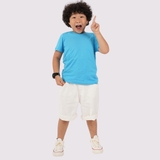 Áo Thun Trẻ Em 100% Cotton Cao Cấp Thoáng Mát - Cổ Tròn Màu Xanh Da Trời