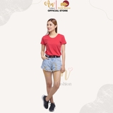 Cổ tròn ĐỎ TƯƠI - Áo Thun Nữ 100% Cotton Cao Cấp
