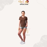 Cổ Tròn NÂU - Áo Thun Nữ 100% Cotton Cao Cấp