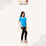 Cổ Tròn XANH DA TRỜI - Áo Thun Nữ 100% Cotton Cao Cấp