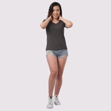 Cổ Tim RÊU ĐẬM - Áo Thun Nữ 100% Cotton Cao Cấp