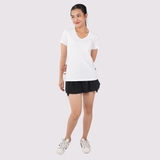 Cổ Tim TRẮNG - Áo Thun Nữ 100% Cotton Cao Cấp