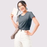 Cổ tròn XANH ĐÁ - Áo Thun Nữ 100% Cotton Cao Cấp