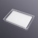 384-well 40ul skirted PCR plate, A24 cut corner, transparent frame, frosted tube