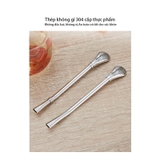 Ống hút kiêm thìa lọc dùng trong uống cà phê, trà sữa, các loại thức uống, chất liệu inox 304 cao cấp - HVL TEA