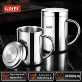 Cốc inox cách nhiệt, có quai, có nắp, cứng bền, cách nhiệt, ca inox 304 cao cấp - HVL TEA