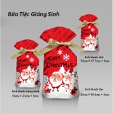 Túi đựng bánh kẹo thủ công có dây rút hoạ tiết Giáng sinh