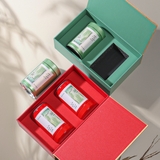 Bộ Hộp Trà Trụ Tròn Hoạ Tiết Lá Trà Cao Cấp