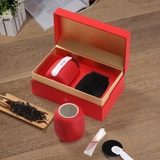 Bộ Hộp Trà Sứ Đôi Bầu Nắp Gỗ - Quà Tặng Cao Cấp Sang Trọng