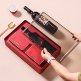 Hộp quà tặng trà và rượu vang đỏ cao cấp thiết kế sang trọng HVL