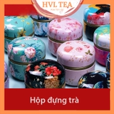 Hộp thiếc đựng trà, quà bánh kẹo, hình cầu, phong cách nhật bản họa tiết đa sắc - HVL TEA