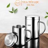 Cốc inox cách nhiệt, có quai, có nắp, cứng bền, cách nhiệt, ca inox 304 cao cấp - HVL TEA