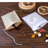 Combo 100 Túi lọc trà giấy màu gỗ, có dây rút, nhiều kích thước - HVL