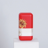 Hộp thiếc đựng trà cạnh tròn hoạ tiết hoa - HVL TEA