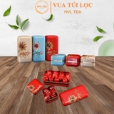 Hộp thiếc đựng trà cạnh tròn hoạ tiết hoa - HVL TEA