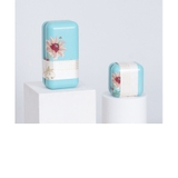 Hộp thiếc đựng trà cạnh tròn hoạ tiết hoa - HVL TEA