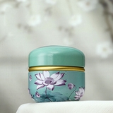 Hộp thiếc đựng trà, quà bánh kẹo, hình cầu, phong cách nhật bản họa tiết đa sắc - HVL TEA