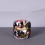 Hộp thiếc đựng trà, quà bánh kẹo, hình cầu, phong cách nhật bản họa tiết đa sắc - HVL TEA