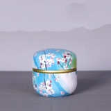 Hộp thiếc đựng trà, quà bánh kẹo, hình cầu, phong cách nhật bản họa tiết đa sắc - HVL TEA