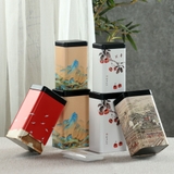 Hộp thiếc đựng trà hình chữ nhật hoạ tiết - HVL TEA