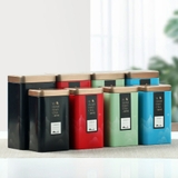 Hộp thiếc đựng trà hình chữ nhật hoạ tiết - HVL TEA