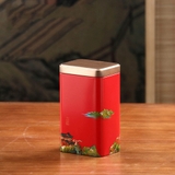 Hộp thiếc đựng trà hình chữ nhật hoạ tiết - HVL TEA