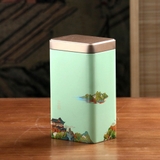 Hộp thiếc đựng trà hình chữ nhật hoạ tiết - HVL TEA