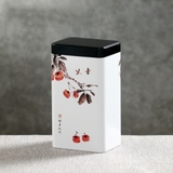 Hộp thiếc đựng trà hình chữ nhật hoạ tiết - HVL TEA