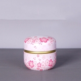 Hộp thiếc đựng trà, quà bánh kẹo, hình cầu, phong cách nhật bản họa tiết đa sắc - HVL TEA