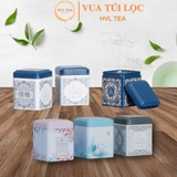 Hộp đựng trà thiếc vuông hoạ tiết 70x88mm - HVL TEA