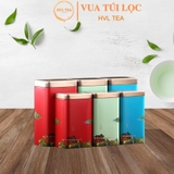 Hộp thiếc đựng trà hình chữ nhật hoạ tiết - HVL TEA