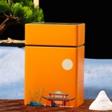 Hộp đựng trà thiếc hình chữ nhật cao viền ngang mẫu mới - HVL TEA