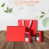 Bộ hộp trà thiếc họa tiết lá trúc kèm túi quà tặng cao cấp - HVL TEA
