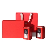 Bộ hộp trà thiếc họa tiết lá trúc kèm túi quà tặng cao cấp - HVL TEA