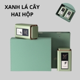 Bộ hộp trà thiếc họa tiết lá trúc kèm túi quà tặng cao cấp - HVL TEA
