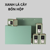 Bộ hộp trà thiếc họa tiết lá trúc kèm túi quà tặng cao cấp - HVL TEA