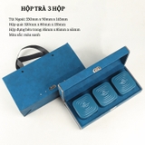 Bộ hộp trà nắp khoá hoa văn kèm túi quà tặng cao cấp - HVL TEA