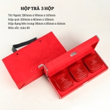 Bộ hộp trà nắp khoá hoa văn kèm túi quà tặng cao cấp - HVL TEA