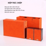 Bộ hộp trà nắp khoá hoa văn kèm túi quà tặng cao cấp - HVL TEA