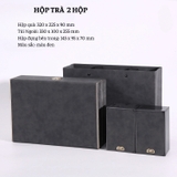 Bộ hộp trà nắp khoá hoa văn kèm túi quà tặng cao cấp - HVL TEA